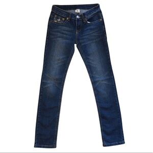 True Religion Women’s “Julie” Dark Wash Gold Sequin Jeans Size 27